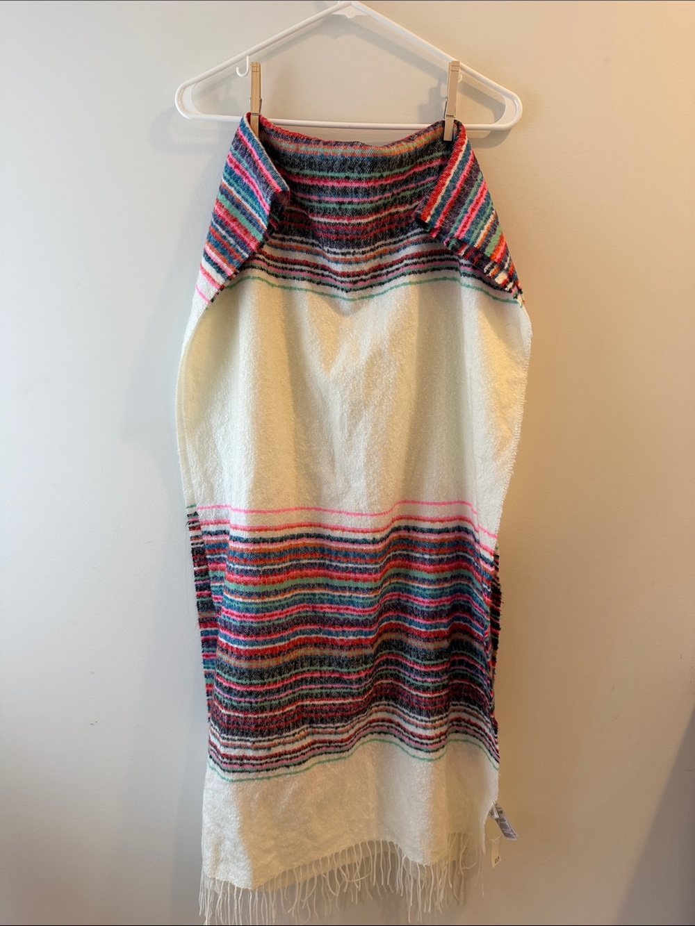 GAP Cream Scarf with Pink, Blue, Green and Orange Stripes